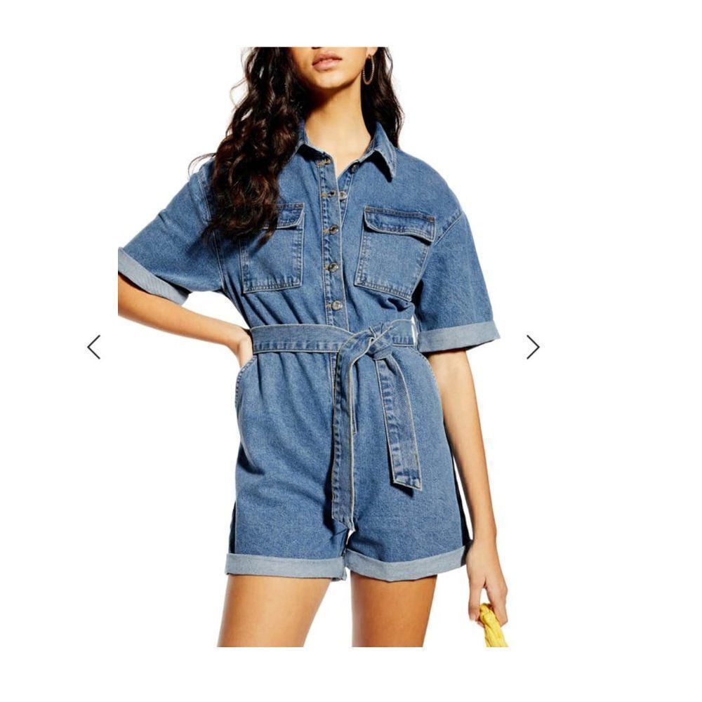 TOPSHOP Denim Buttondown Romper - Picture 9 of 10